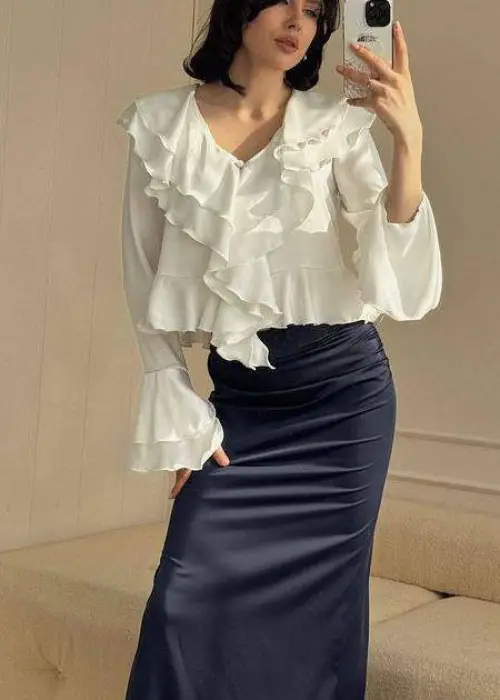 Блузка укороченная с воланами женская р-р 42-48