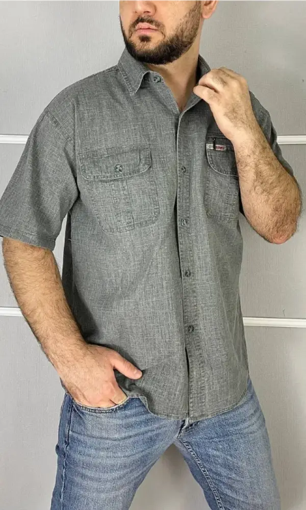 Рубашка льняная с коротким рукавом мужская (р-р 6XL-10XL)