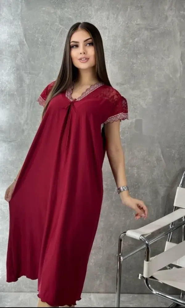 Ночная сорочка женская с кружевом (р-р 50-58)