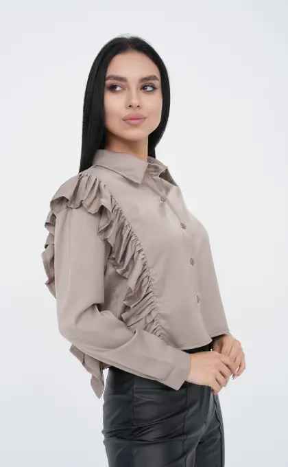 Рубашка женская шелковая с воланами, укороченная (р-р 42-48)