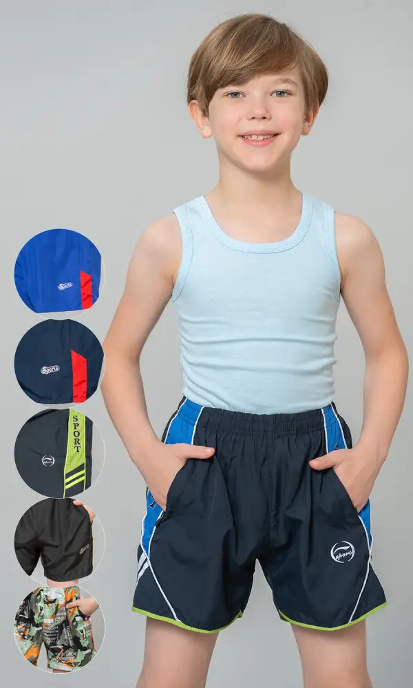 Шорты спортивные, летние с принтом, на резинке, для мальчика (4-8 лет)