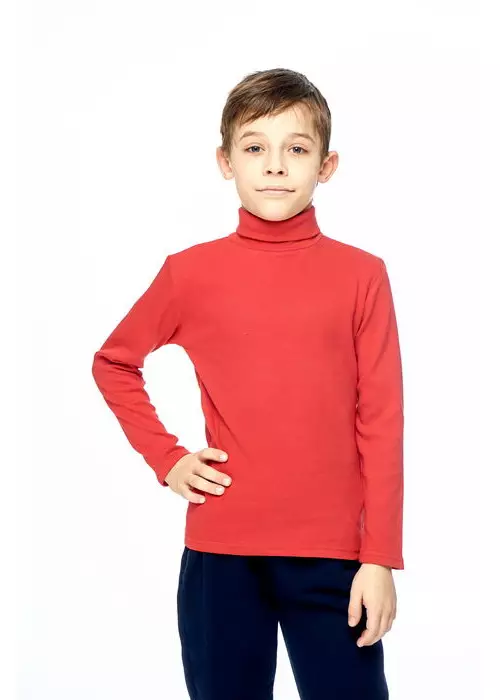 Водолазка однотонная, красная для мальчика (5-8 лет)