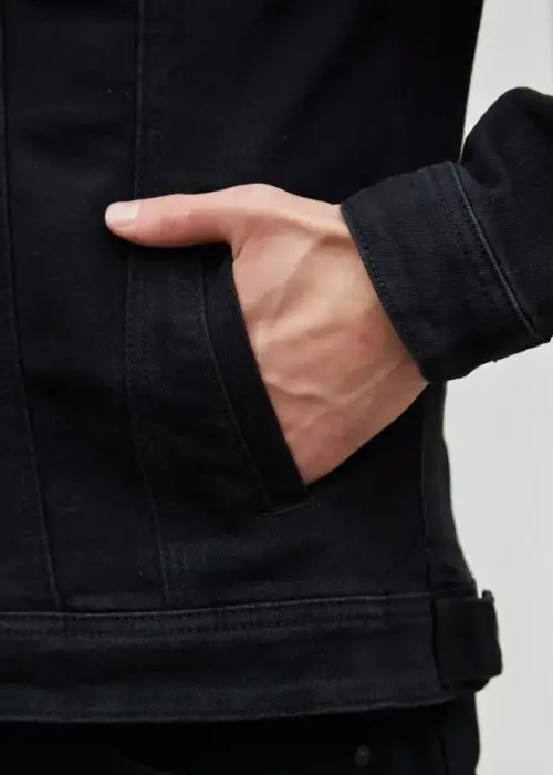 Джинсовая куртка мужская черная ( р-р L-5XL)