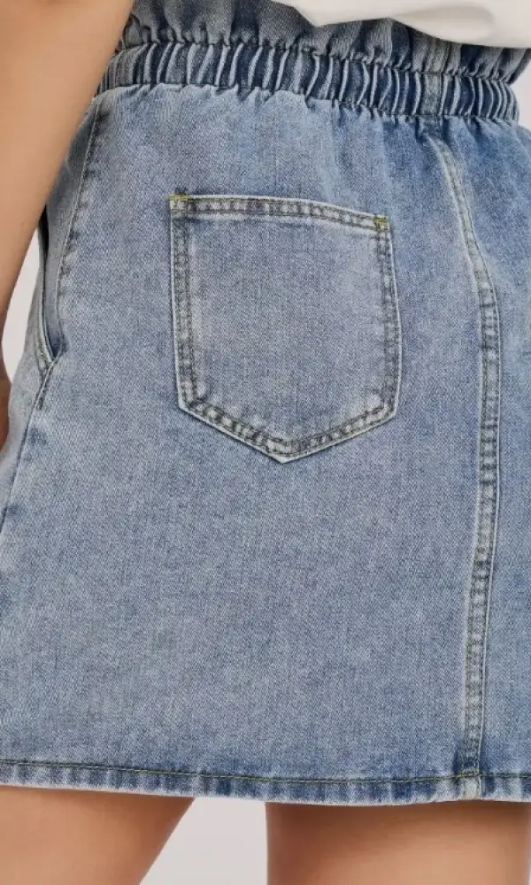 Юбка джинсовая короткая на резинке ( р-р 42-50)