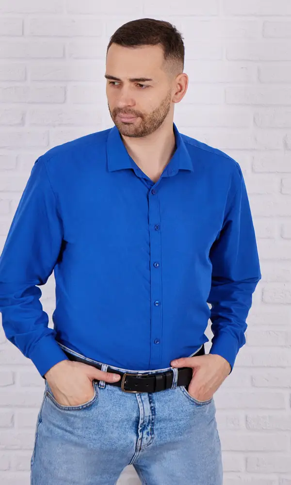 Рубашка мужская "Классика",однотонная, длинный рукав (р-р 48-58)