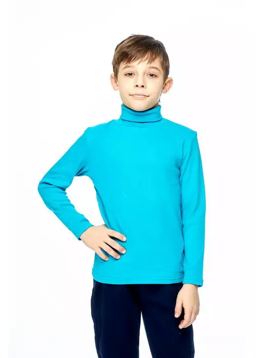 Водолазка однотонная, голубая для мальчика (5-8 лет)