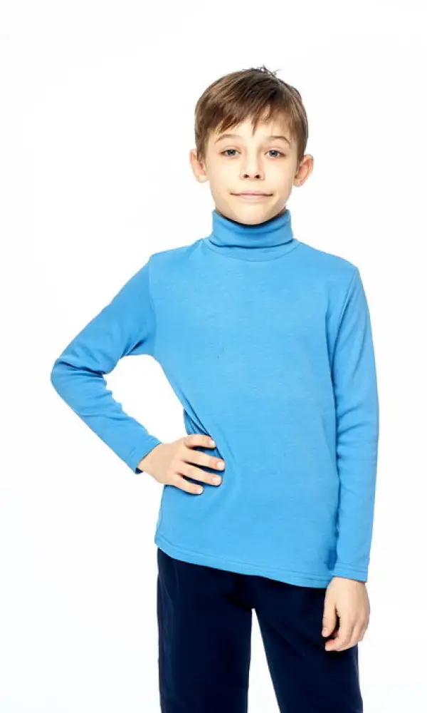 Водолазка однотонная, синяя для мальчика (5-8 лет)