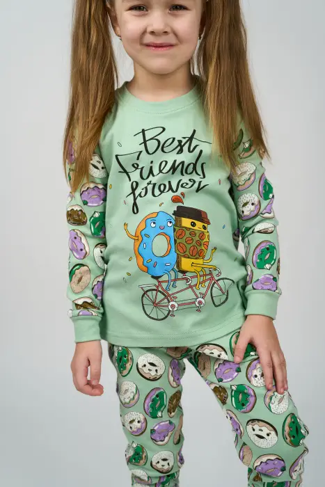 Пижама для девочки, с принтом. длинный рукав (5-8 лет)