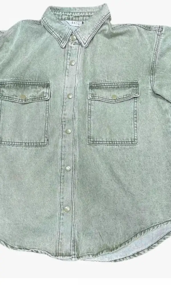 Рубашка джинсовая, женская, оверсайз (р-р 3XL-8XL)
