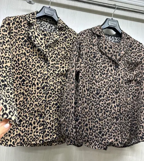 Атласная пижама леопард с широкими штанами ( р-р 44-46)